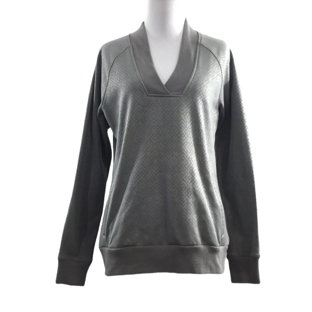 Adidas Gray Fleece Sweater Womens Medium V Neck Pullover‎